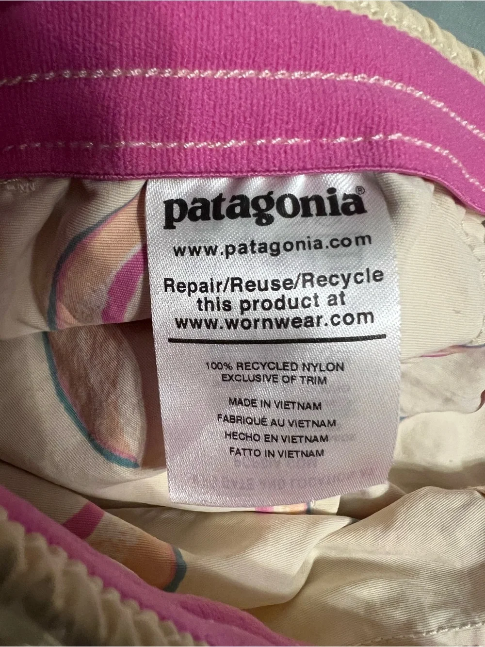Patagonia Girls XL Yellow Melon-Print swim board Shorts